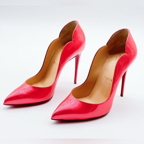 Christian Louboutin Hot Chick 100 mm Patent Fluo Metal Florida Pink Heel Pump 37 - Picture 5 of 12